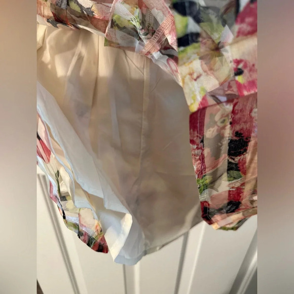 Allik ANTHROPOLOGIE Pastel Water Color Sheer Panel Sheath Midi M Racerback Zip - Picture 6 of 13